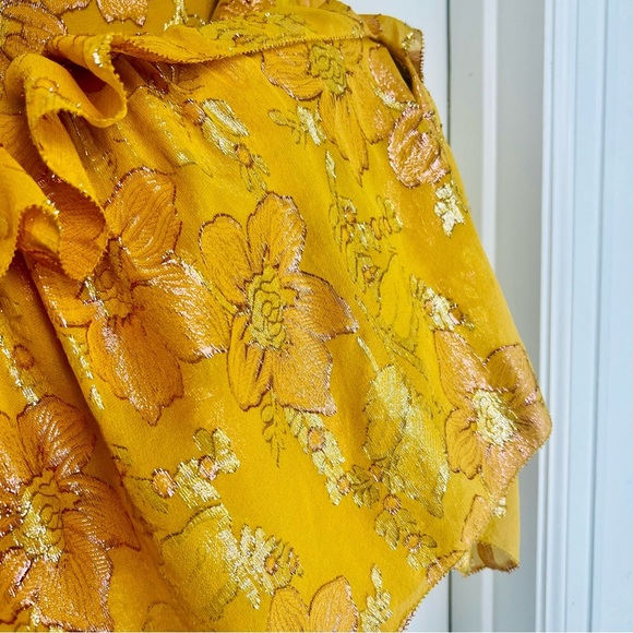 Ulla Johnson SET Rashida Skirt Aster Top Citrine Gold Yellow Metallic Maxi 12 XL - Picture 11 of 16
